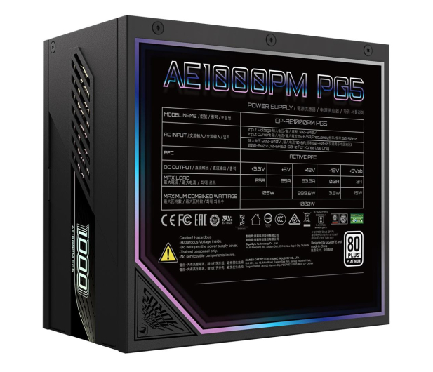 GIGABYTE Aorus Elite P 1000W 80 Plus Platinum ATX 3.1 GP-AE1000PM PG5 - 1294242 - zdjęcie 4